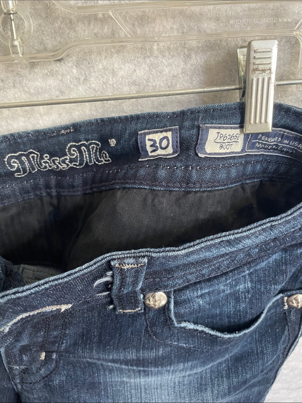 Miss Me Dark Blue Bootcut Jeans with Faded Detail - Picture 4 of 4